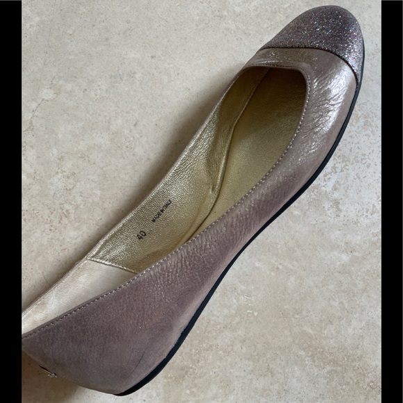 JIMMY CHOO Ballet Flat Multi whirl EU40, 10 beige metallic sparkle glitter shine - Picture 10 of 10